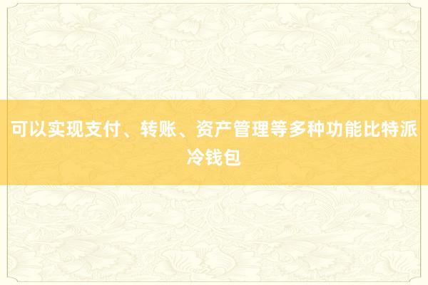 可以实现支付、转账、资产管理等多种功能比特派冷钱包